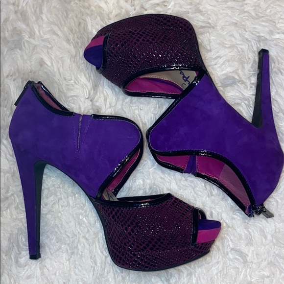 Rockabilly Jessica Simpson Purple & Pink Heels stilettos 8.5 Zip up the back - Picture 3 of 8